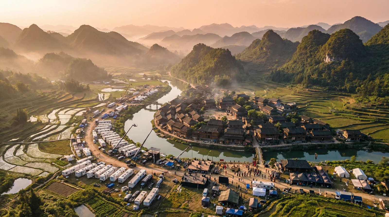 丝瓜视频海角社区栏目航拍外景拍摄基地全景