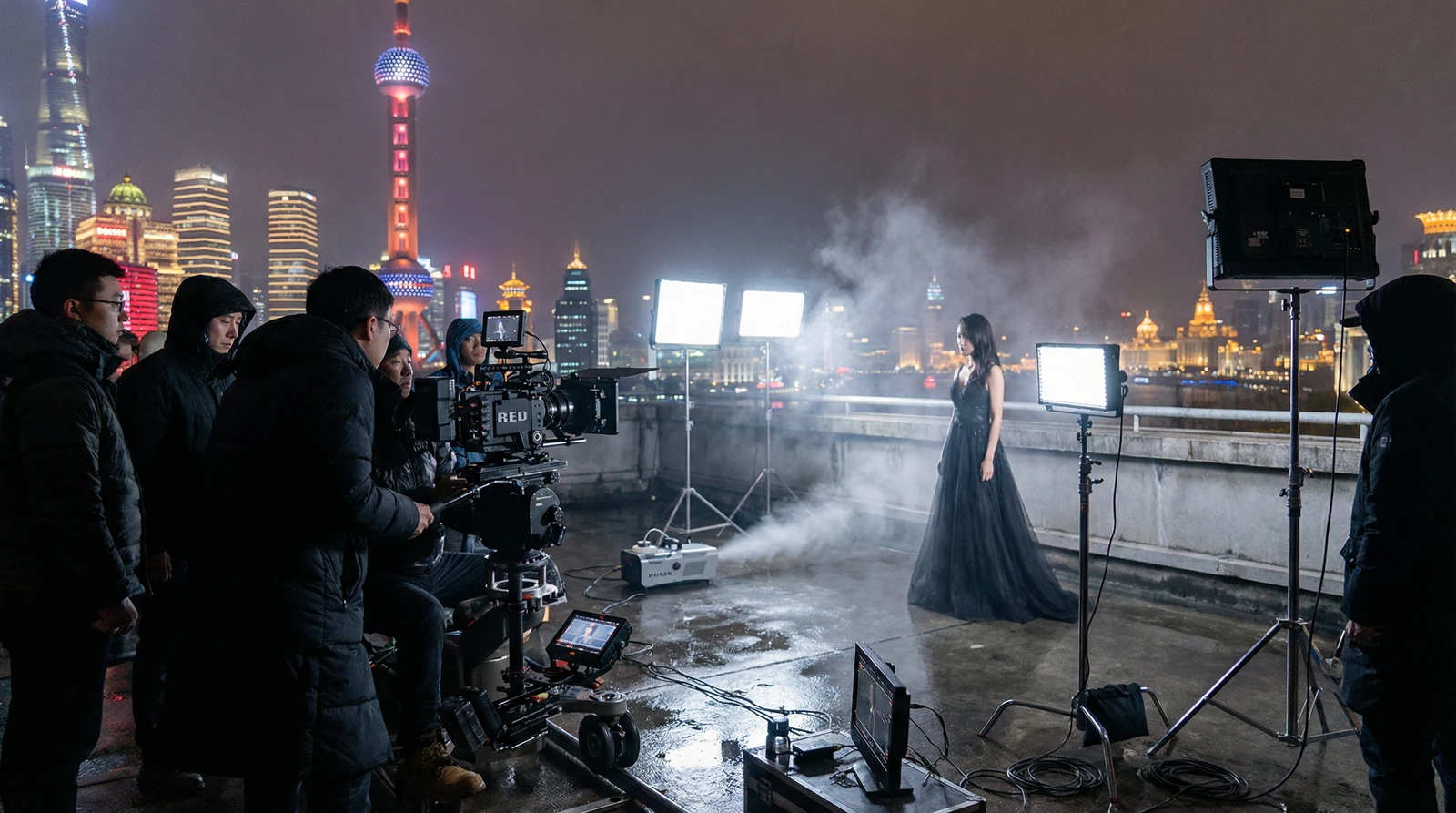 丝瓜视频上海外滩夜景拍摄现场实况